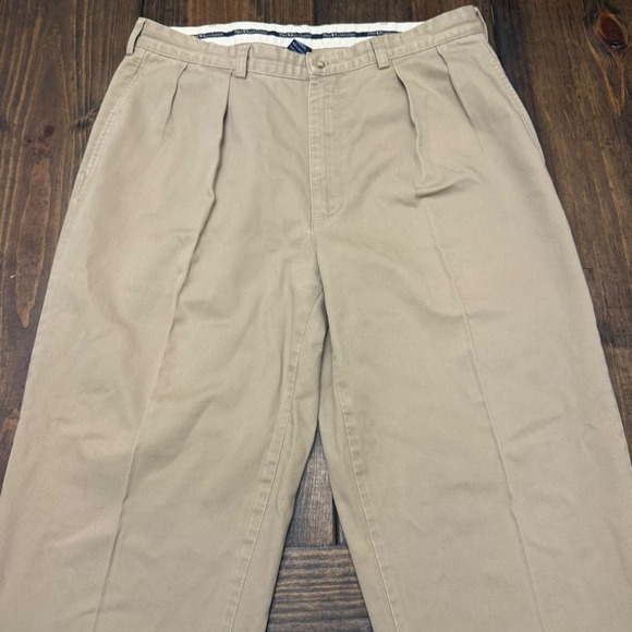 Polo Chino Ralph Lauren Mens 36x30 Khaki Cotton Pleated Pants Trousers, classic - Picture 7 of 8